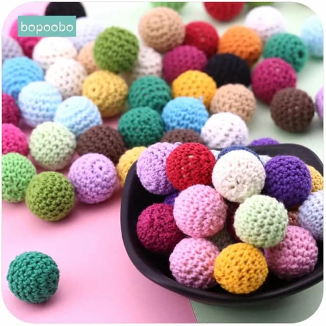 Bopoobo 10 PC เด็กพยาบาล Teething โครเชต์ลูกปัด Chewable ลูกปัด DIY เครื่องประดับพยาบาลอุปกรณ์เสริม Gehaakte ของเล่นเด็ก Teether 16 มม.