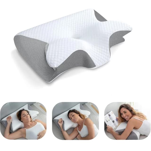 1 PC หน่วยความจําโฟมหมอนปากมดลูก,2 in 1 ERGONOMIC Contour Orthopedic หมอนสําหรับปวดคอ,โค้งสนับสนุนหมอน,หมอนรองคอ