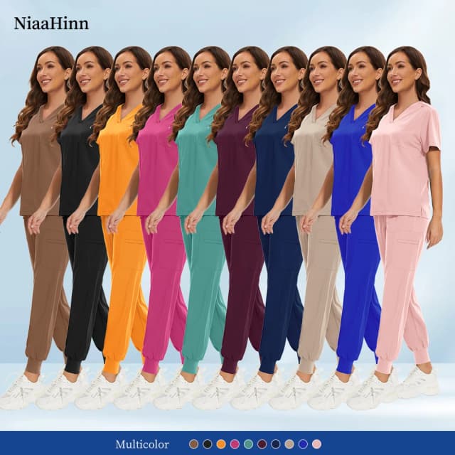 Niaahinn พยาบาลผ่าตัดชุดขัดผู้ชายผู้หญิง Unisex หมอโรงพยาบาลทางการแพทย์ชุด Top Jogger กางเกง Veterinary ชุดพยาบาล