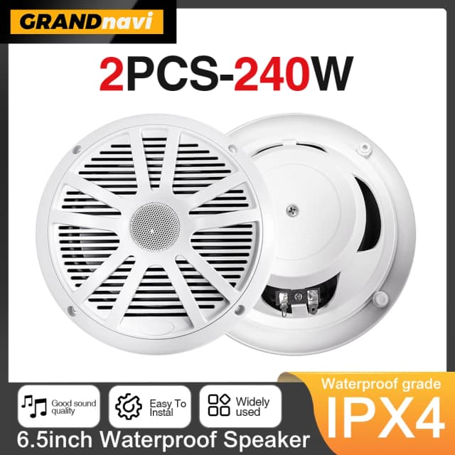 6.5 นิ้ว 120W Marine ลําโพงกันน้ําสเตอริโอทนต่อสภาพอากาศลําโพงเรือสําหรับเรือยอชท์รถกอล์ฟ RV ATV UTV เรือซาวน่า