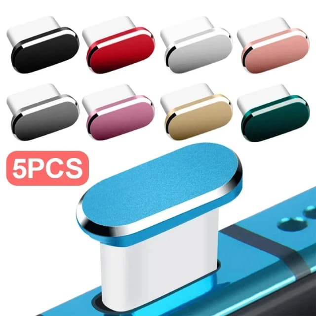 1/5PCS ประเภท C โลหะปลั๊กฝุ่นสําหรับ Samsung Xiaomi Huawei Universal Type-C ชาร์จพอร์ต Protector Stopper Anti-ฝุ่นกันฝุ่น