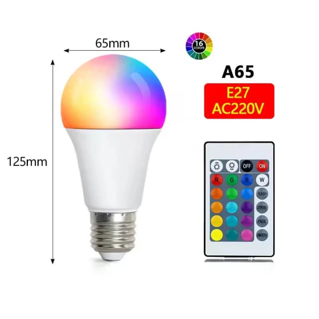 หลอดไฟรีโมทคอนโทรลอินฟราเรด 16 สี RGB หลากสีสัน พร้อมรีโมทคอนโทรล 24 ปุ่ม ไฟสปอตไลท์เปลี่ยนสี สร้างบรรยากาศงานปาร์ตี้