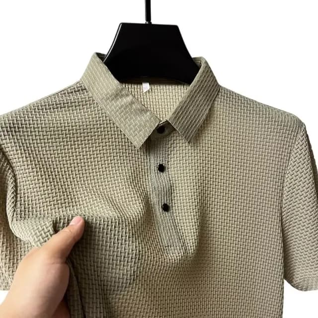 เสื้อโปโลแขนสั้นผู้ชายแบบใหม่สำหรับฤดูร้อน ผ้าไหมน้ำแข็ง ระบายอากาศดี แฟชั่นธุรกิจ เสื้อยืดแบรนด์ดังสำหรับผู้ชาย