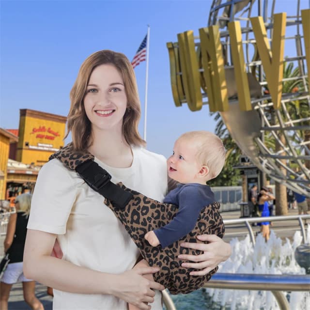 Baby Going Out Safety Carrier Simple Leopard Pattern แบบพกพา Front Hug Type Back Baby Out of the Baby Artifact สตูลเอว