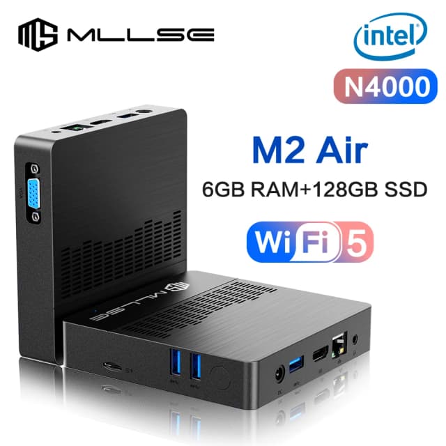 มินิพีซี MLLSE M2 Air Intel Gemini Lake N4000 Intel J3710 แรม 6GB รอม 128GB รองรับ WiFi แบบดูอัลแบนด์ บลูทูธ USB มินิคอมพิวเตอร์