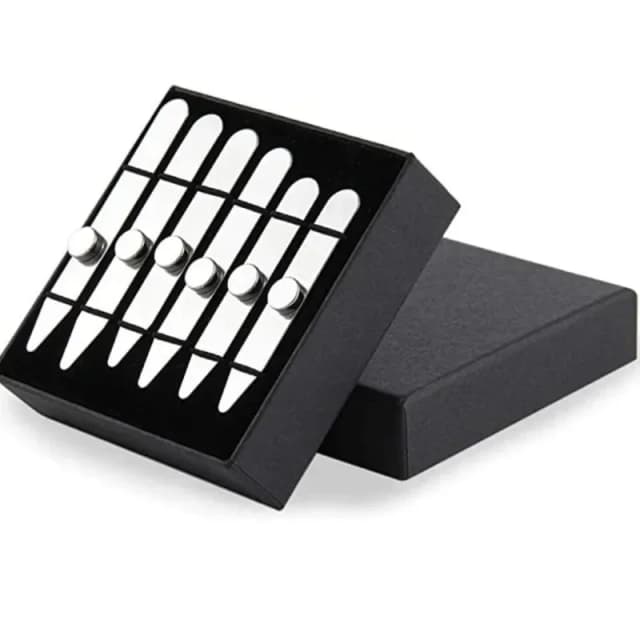 6 ชิ้นสแตนเลสสตีล Magnetic Collar Stays สําหรับ Man Collar สนับสนุนธุรกิจชายเสื้อกระดูก Stiffener แทรกคงที่พร้อมกล่อง