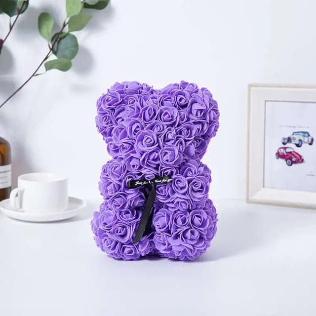 โรแมนติกวันวาเลนไทน์สร้างสรรค์ดอกไม้นิรันดร์ Rose หมีคริสต์มาสของขวัญ Rose Bear Hug หมีดอกไม้งานแต่งงานตกแต่งของขวัญ