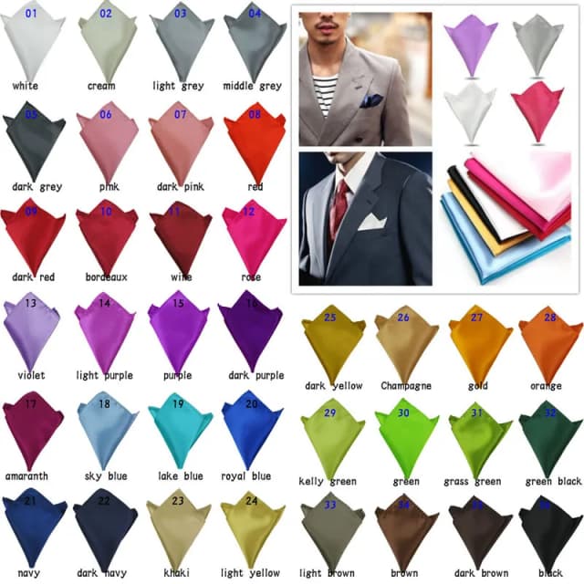 หรูหราผ้าเช็ดหน้าผู้ชายสีทึบสีขาวสีดําสีแดง Hankies โพลีเอสเตอร์ Hanky ธุรกิจ Pocket Square หน้าอกผ้าเช็ดตัว 22*22 ซม.
