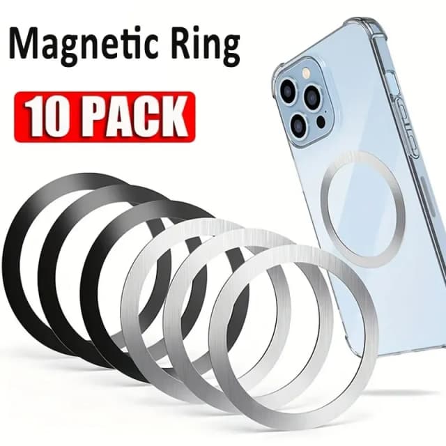 10PCS สําหรับ Magsafe แผ่นแม่เหล็กแหวน Universal สติกเกอร์สนับสนุน Wireless Charger แผ่นโลหะแผ่นสําหรับ iPhone Samsung Xiaomi