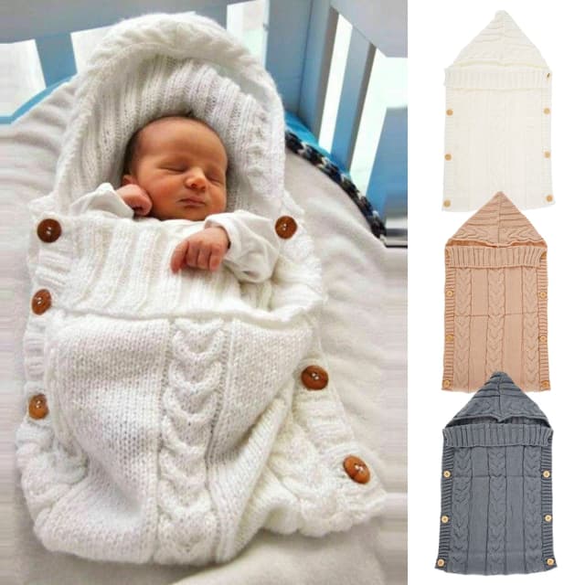 ทารกแรกเกิดห่อผ้าห่ม Swaddle Unisex เด็กทารกรถเข็นเด็ก Wrap หนานุ่มถักห่อรับผ้าห่มสําหรับ 0-6 เดือน