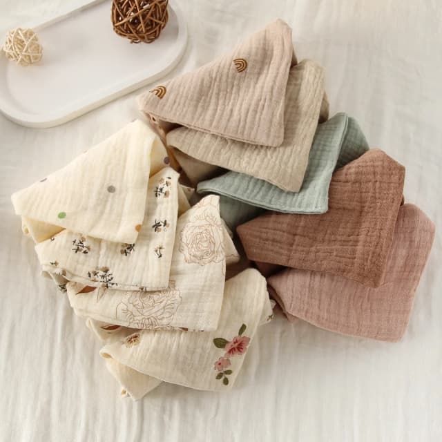 5 ชิ้นผ้าฝ้ายเด็ก Washcloth ทารกแรกเกิด Burp ผ้าผ้าขนหนูสแควร์ 6 ชั้นผ้าฝ้ายนุ่มดูดซับผ้าฝ้ายผ้าเช็ดตัวเด็ก
