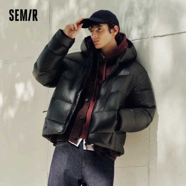 เสื้อแจ็คเก็ตผู้ชายแบบหลวมมีฮู้ด ยี่ห้อ Semir รุ่นกันลม กันน้ำ กันฝุ่น ให้ความอบอุ่น ป้องกันไฟฟ้าสถิต รุ่นใหม่ประจำปี 2025 เสื้อผ้าฤดูหนาวสำหรับผู้ชาย