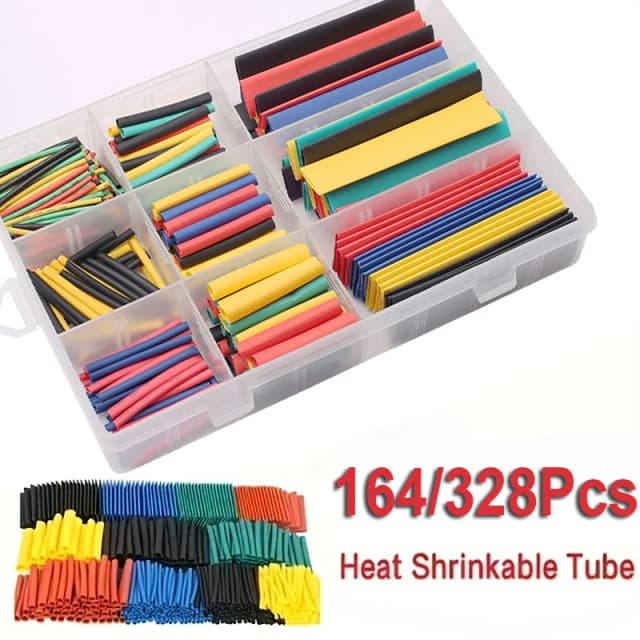 164/328pcs 2:1 ท่อหดความร้อนฉนวนกันความร้อน Polyolefin หดตัวสารพันหลอดชุดสายไฟสําหรับสายไฟและซ่อม