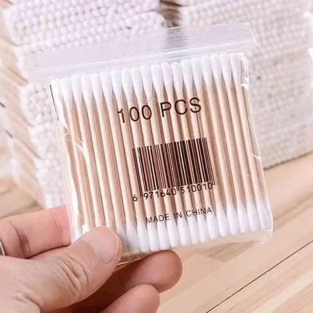 100 ชิ้น/แพ็ค 5 แพ็คผ้าฝ้าย Swabs Double-ended เด็กทิ้งผ้าฝ้าย Swabs หูจมูกทําความสะอาด Sticks เครื่องมือทําความสะอาดเพื่อสุขภาพ