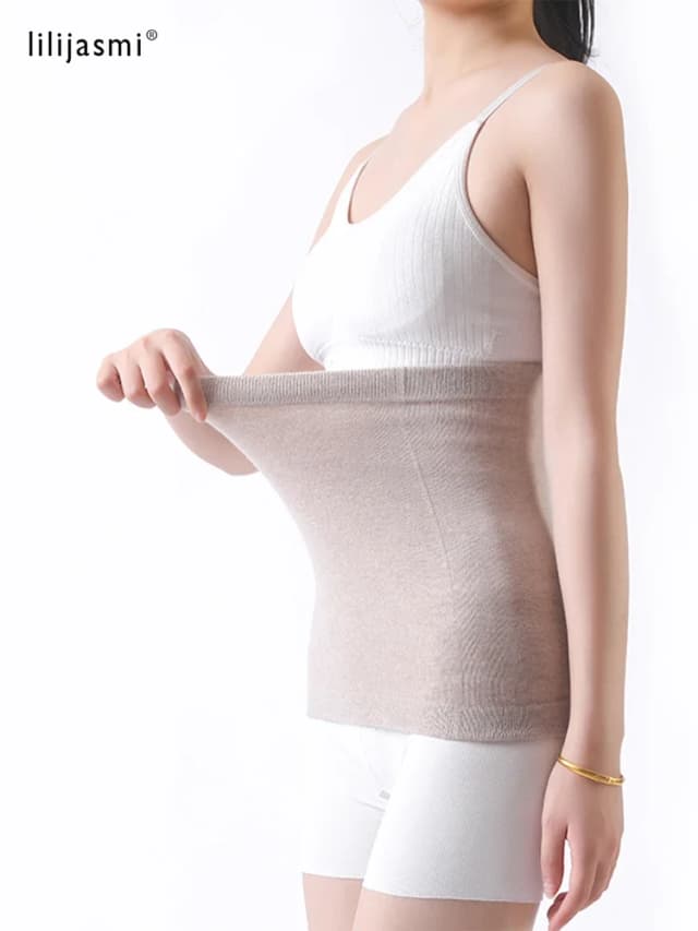 ยืดหยุ่นสูง 100% ขนสัตว์บริสุทธิ์ Solid Unisex ความร้อนเอวสนับสนุนหน้าท้องกลับอุ่นด้านในสวมใส่ฤดูหนาว WARM หนา Cummerbund