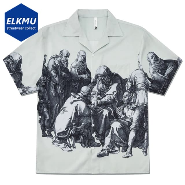 เสื้อวินเทจผู้ชายฤดูร้อนหลวมสบายๆแขนสั้นเสื้อ Hip Hop Harajuku ขนาดใหญ่เสื้อ Streetwear 2025