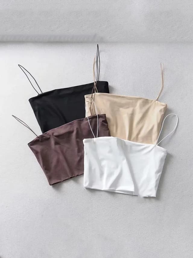 2022ฤดูร้อนผู้หญิงCrop Topเซ็กซี่ผ้าฝ้ายCamisแขนกุดสั้นTank Top Bar