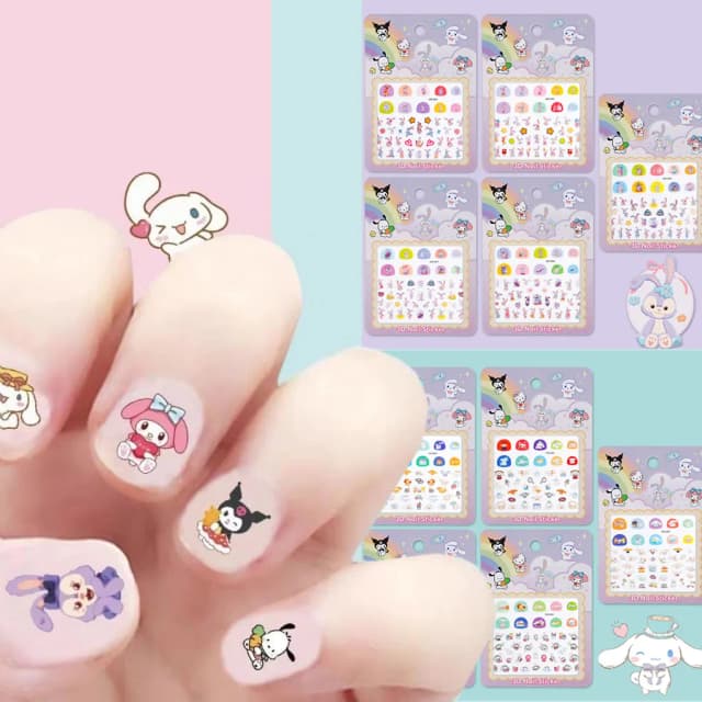 5 ชิ้น/เซ็ตการ์ตูน Hello Kitty 3D สติกเกอร์เล็บสนุก Sanrio Melody Kuromi เล็บกดบนเล็บตกแต่งเล็บ Art Decals