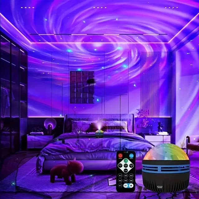 Luces LED nocturnas, proyector de galaxia con Control remoto, 5V, recargable por USB, lámpara de cielo estrellado, sonido DMX activo, 7 modos para decoración de habitación de niños