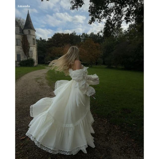 Amanda ที่กําหนดเองสีขาวหนึ่งไหล่แขนยาวชุดราตรี Organza vestidos de Noche ความยาว A-Line ชุดราตรีอย่างเป็นทางการ 2025