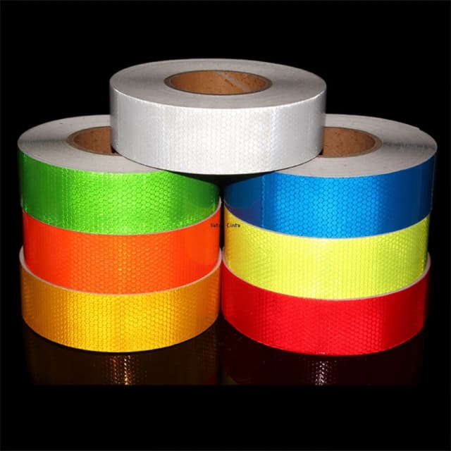 5 ซม.* 50 M วัสดุสะท้อนแสงเทปสีขาวสีแดงสีส้มเรืองแสงสีเหลืองกันน้ํากาวแผนที่ความปลอดภัยคําเตือนสะท้อนแสงสติกเกอร์