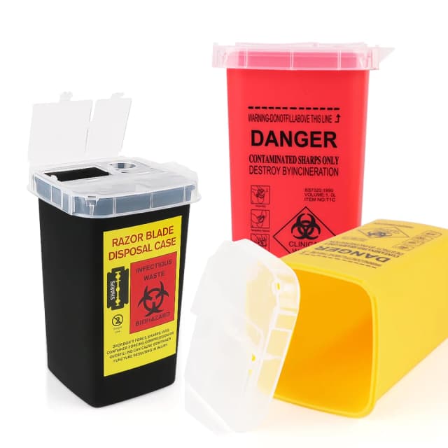 1L Tattoo Sharps Collection ถังคอนเทนเนอร์เข็มทิ้ง Sharps ใบมีดคิ้ว Trimmers แก้ว Fragments Storage Bo