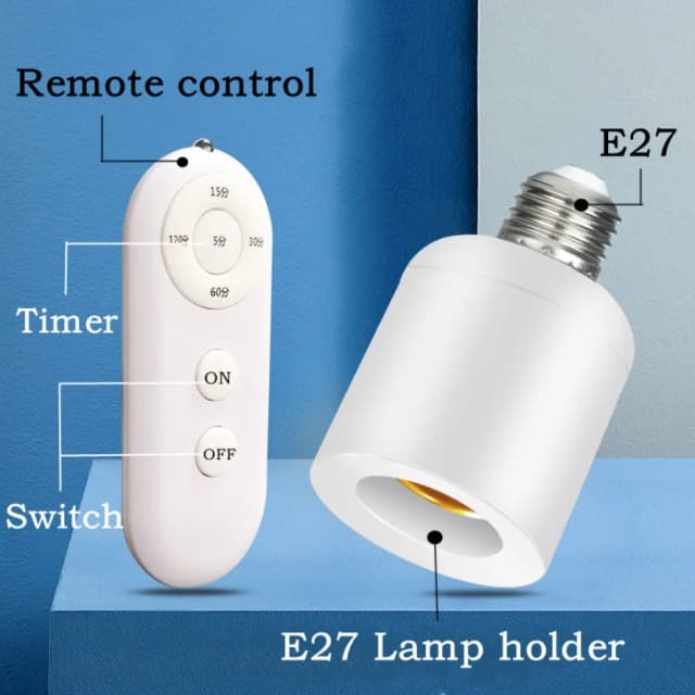 E27 60W รีโมทคอนโทรลไร้สายสมาร์ทจับเวลาสวิทช์โคมไฟ 110V 220V House Multi สวิทช์ไฟเด็กห้องนอน Timer Switch
