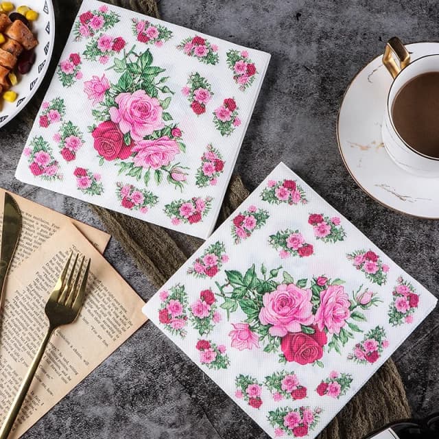 เกรดอาหารกระดาษสีผ้ากันเปื้อนงานแต่งงานตกแต่งกระดาษพิมพ์กระดาษ Placemats แก้วไวน์พับกระดาษ 20 pcs/pac 2 ชั้น
