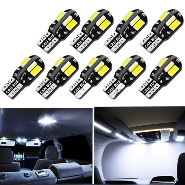 ​ ​ 10 ชิ้น W5W T10 หลอดไฟ LED - 12V ไฟโดมภายในรถยนต์แบบไร้ข้อผิดพลาดแคนบัส ​ ​