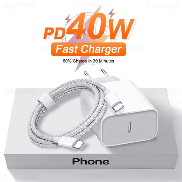 สายชาร์จเร็ว PD 40W USB C สำหรับ iPhone 17 16 15 Pro Max Air Mini Type C สายดาต้า ชาร์จเร็ว อะแดปเตอร์จ่ายไฟสำหรับโทรศัพท์