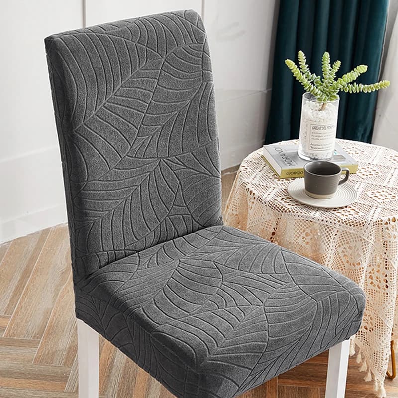 ผ้าคลุมเก้าอี้ Jacquard สําหรับห้องรับประทานอาหารผ้าคลุมเก้าอี้รับประทานอาหาร Jacquard ยืดหยุ่นผ้าคลุมเก้าอี้ครัวสแปนเด็กซ์