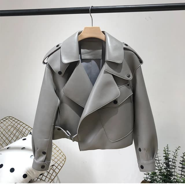 2025 ใหม่มาถึงผู้หญิงหนังแกะจริงเสื้อแจ็คเก็ตหนังคุณภาพสูงเสื้อแจ็คเก็ตแฟชั่น Lady Model Coat