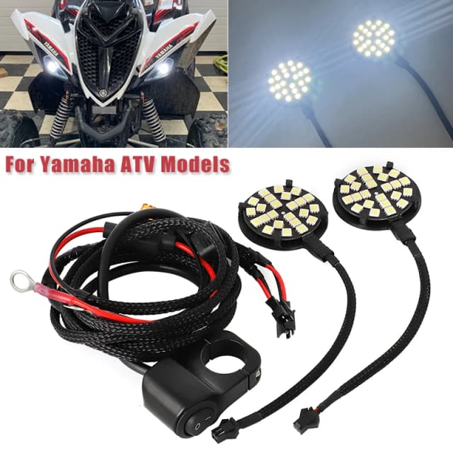 ชุดไฟหน้า LED สำหรับ Yamaha Raptor 90 110 700R Grizzly 90 700ไฟหน้ารถ ATV สวิตช์สายไฟเลนส์ควบคุม