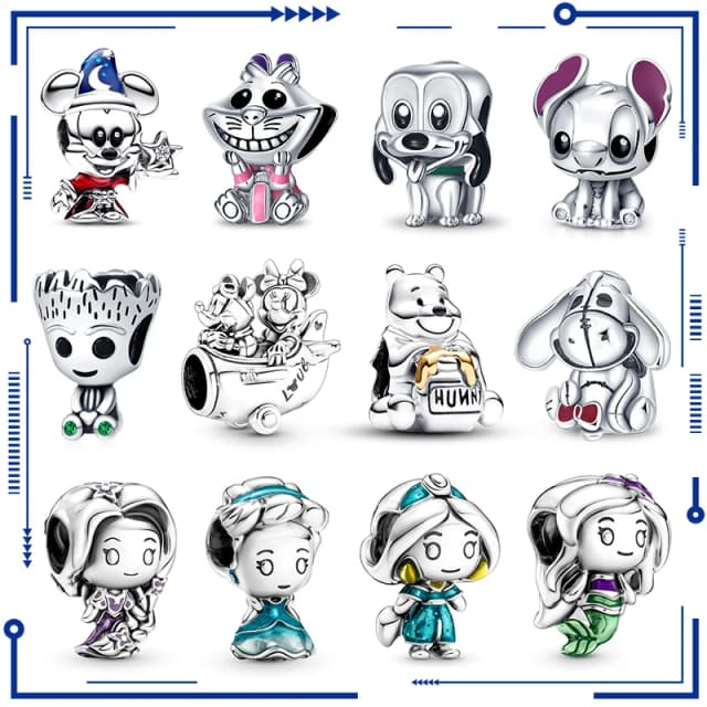 ใหม่ใน Disney Series Charm ลูกปัดเหมาะกับ Pandach Original Charms สร้อยข้อมือผู้หญิง 925 จี้เงินลูกปัด DIY เครื่องประดับขายร้อน