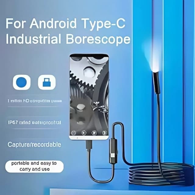 กล้องส่องกล้อง USB-C ขนาด 7.0 มม., กันน้ํา IP67 พร้อมไฟ LED ปรับได้ 6 ดวง, Borescope แบบยืดหยุ่นสําหรับการตรวจสอบ Android/PC/โทรศัพท์