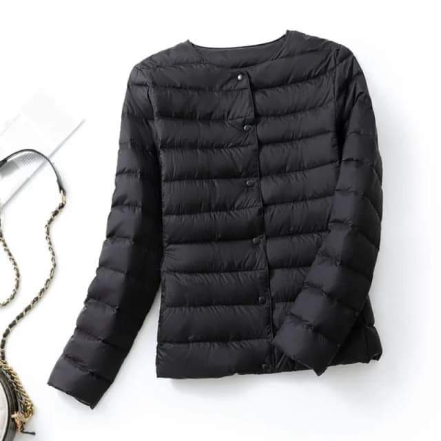 2024 ฤดูใบไม้ผลิใหม่ผู้หญิงฤดูหนาว Liner WARM Down แจ็คเก็ต Ultralight Collarless แบบพกพาหญิงเบาะ Parkas O-คอปักเป้า Overcoat