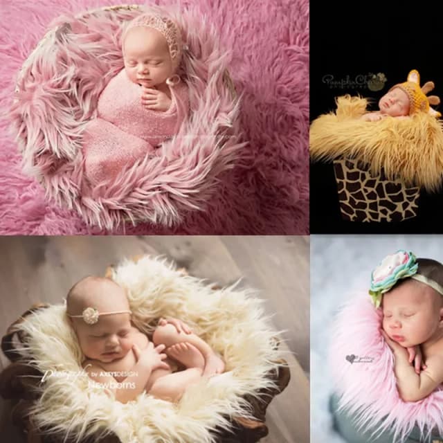 ทารกแรกเกิดการถ่ายภาพ Props ผ้าห่มขนสัตว์ประดิษฐ์นุ่มห่อห่อเด็ก Photoshoot Props Fotografia New Born Flokati