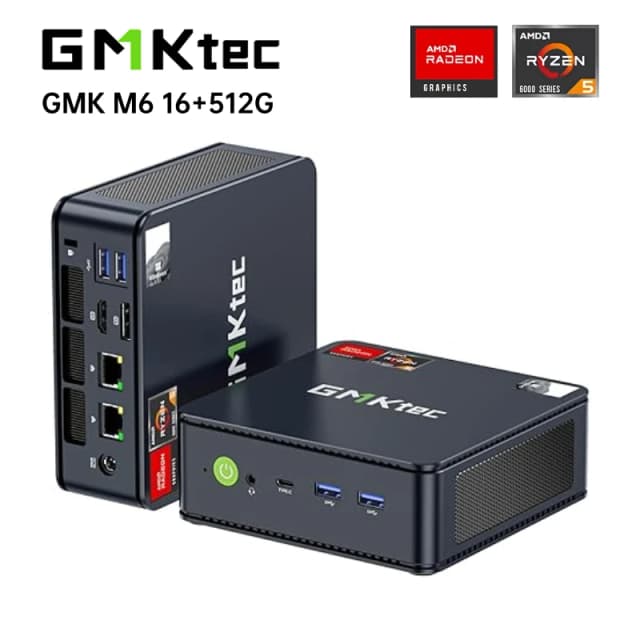 GMKtec M6 Mini PC AMD R5 6600H 6-core 12-ด้ายคอมพิวเตอร์ 16GB DDR5 512GB PCIe 3.0 SSD WiFi 6 BT5.2 Mini PCเดสก์ท็อปคอมพิวเตอร์