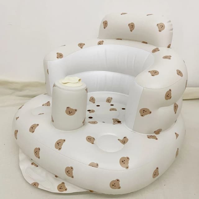เด็กโซฟาเป่าลมเด็กพัฟเก้าอี้อาบน้ําแบบพกพา PVC มัลติฟังก์ชั่ที่นั่งฝึกนั่งเก้าอี้อาบน้ํา