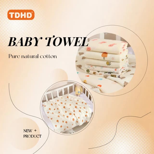 TDHD ผ้าห่มพันแบบพับได้นุ่มสําหรับทารกแรกเกิด - ผ้าฝ้ายสีเบจอ่อนเหมาะสําหรับเวลาอาบน้ําและการกอด เนื้อย่น