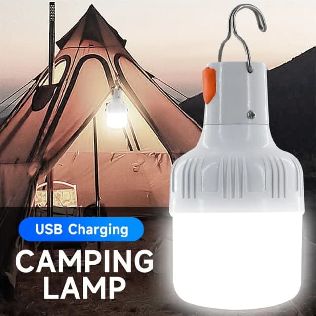 หลอดไฟ LED ชาร์จไฟได้ผ่าน USB กลางแจ้ง, ความสว่างสูงไฟฉุกเฉินโคมไฟแขวนติดตะขอสำหรับตั้งแคมป์ตกปลาแบบพกพาโคมไฟกลางคืน