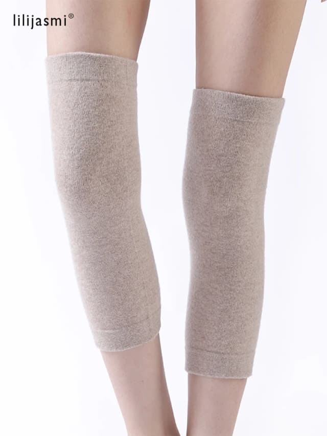 ขนสัตว์ 100% Unisex เข่าแขนฤดูหนาว Coldproof เข่าอุ่นผู้ชายถักสูง Kneecap เข่าป้องกันขาอุ่นผู้หญิงฤดูใบไม้ร่วง