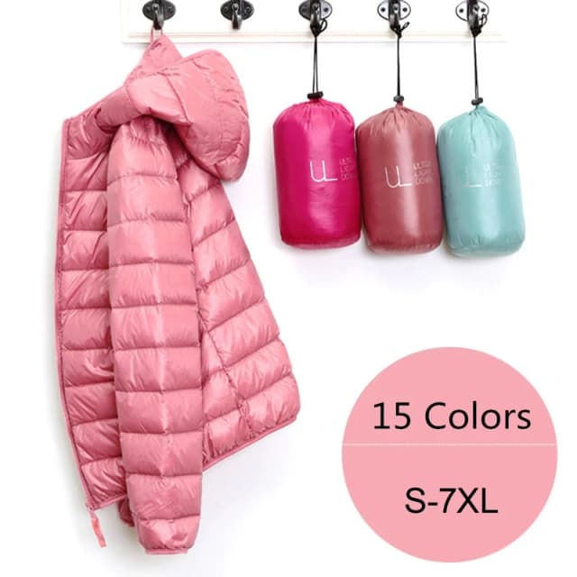 ผู้หญิงปักเป้าแจ็คเก็ต 15 สี PLUS ขนาด 5XL 6XL 7XL 2025 ฤดูใบไม้ผลิใหม่ฤดูใบไม้ร่วงหญิง Ultra น้ําหนักเบา Packable Hooded Down Coats