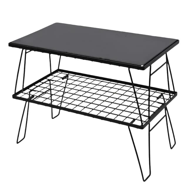 กลางแจ้ง Multi-Functional พับตาข่ายตารางบาร์บีคิว Camping แบบพกพาไม้ไผ่ตารางปิคนิค BBQ Multi-Layer Shelving สุทธิตาราง