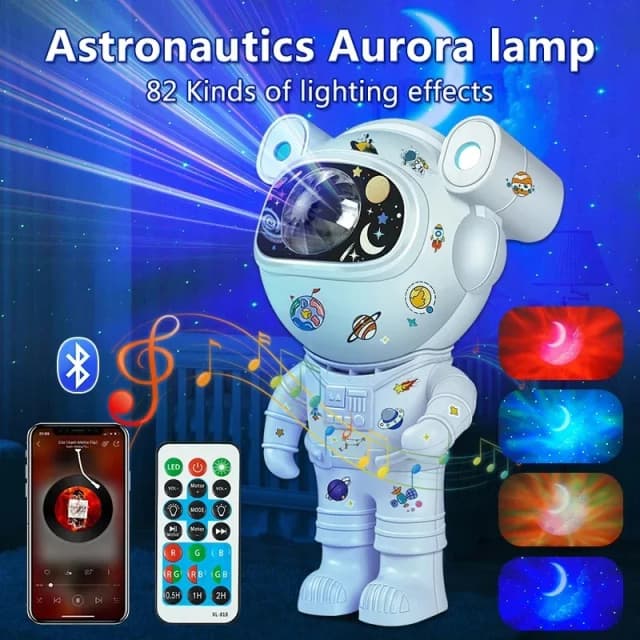 Kids Star DIY โปรเจคเตอร์ Night Light พร้อมรีโมทคอนโทรล 360 การออกแบบที่ปรับได้นักบินอวกาศเนบิวลา Galaxy สําหรับเด็ก