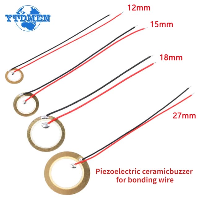 5/10/20PCS Buzzer Piezoelectric Piezo เซรามิคเวเฟอร์แผ่น Piezo องค์ประกอบเส้นผ่านศูนย์กลาง 12 มม.15 มม.18 มม.20 มม.27 มม.35 มม.50 มม.ลวด