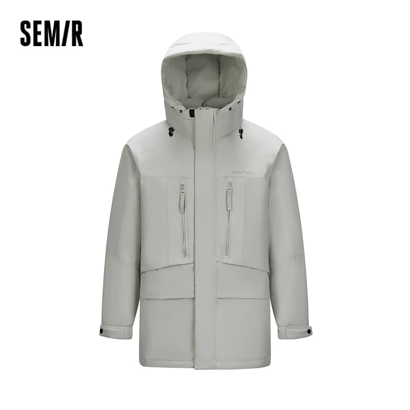 เสื้อแจ็คเก็ตดาวน์ Semir ความยาวปานกลางสำหรับผู้ชาย สีบล็อค มีฮู้ด สไตล์สปอร์ต เสื้อโค้ท 2025 รุ่นใหม่ ฤดูหนาว ลุคทันสมัย