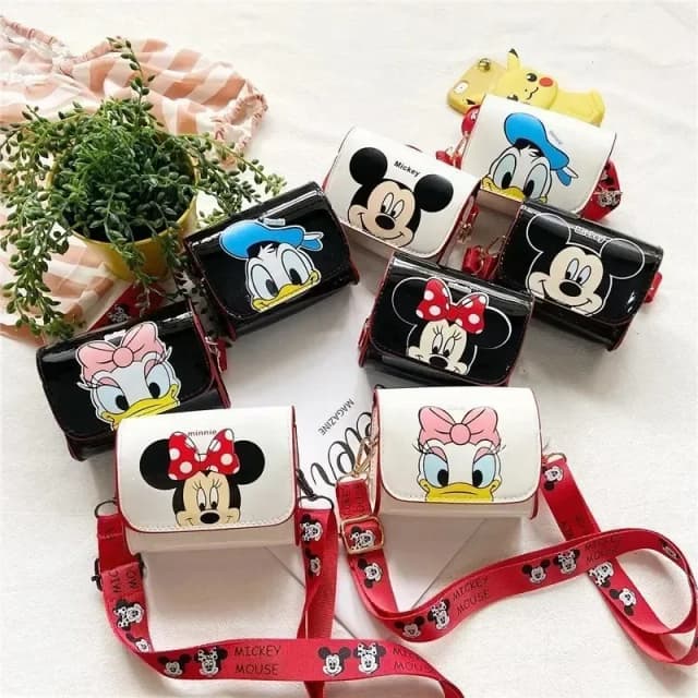 Disney กระเป๋าสตรีกระเป๋าเด็ก Mickey Mouse ภาพการ์ตูนไหล่กระเป๋าสาวน่ารัก Messenger กระเป๋าเหรียญแฟชั่นอะนิเมะของขวัญ