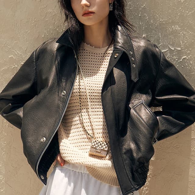 แจ็คเก็ตหนังผู้หญิงสั้นSilm HarajukuหัวรถจักรCasacos Feminino Foamed Sheepskin Single-Breasted Square Collar Outwears