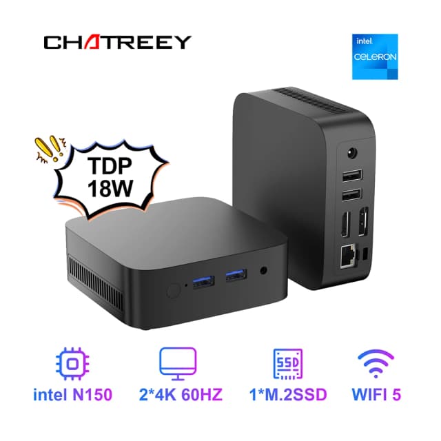 T10 Mini PC Intel Alder Lake N150 Windows 11 Ultra กระเป๋าขนาดเล็กคอมพิวเตอร์ 4K 60Hz เอาต์พุต Wifi5 BT4.2